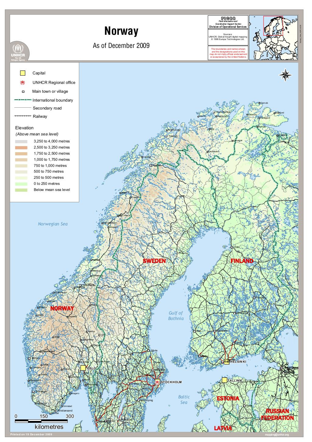 Free Printable Map of Norway